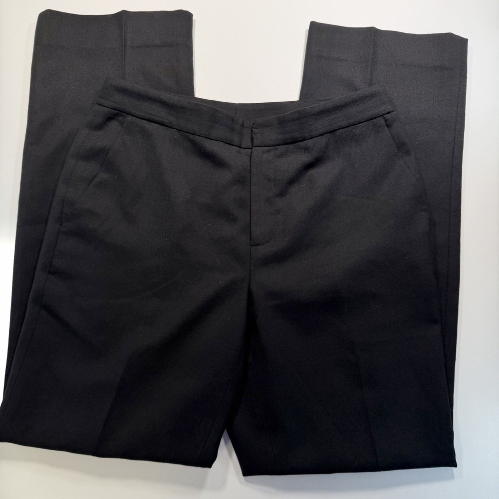 LAUREN Ralph Lauren Women's Black Wool Flat Front Pant 8 Classic Minimalist